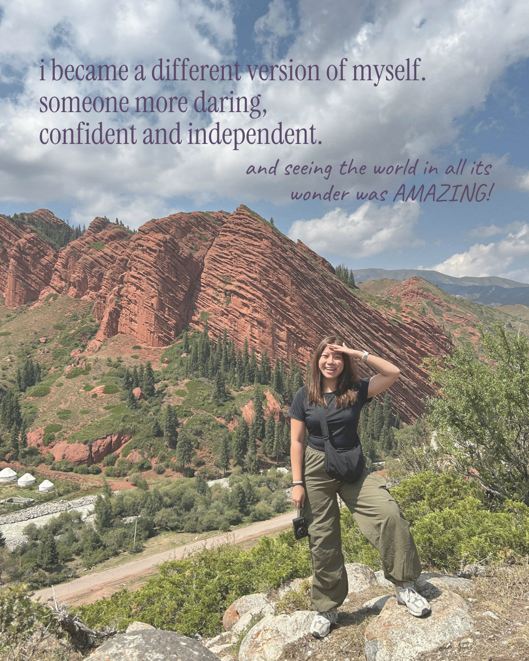 Cat Treks founder in the mountains describing becoming more daring and independent